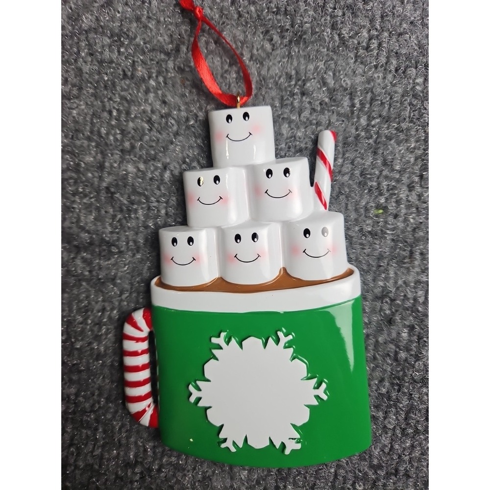 Personalized Christmas‎ Ornament Marshmallow Mug Of Six,Custom Name Family Of 6